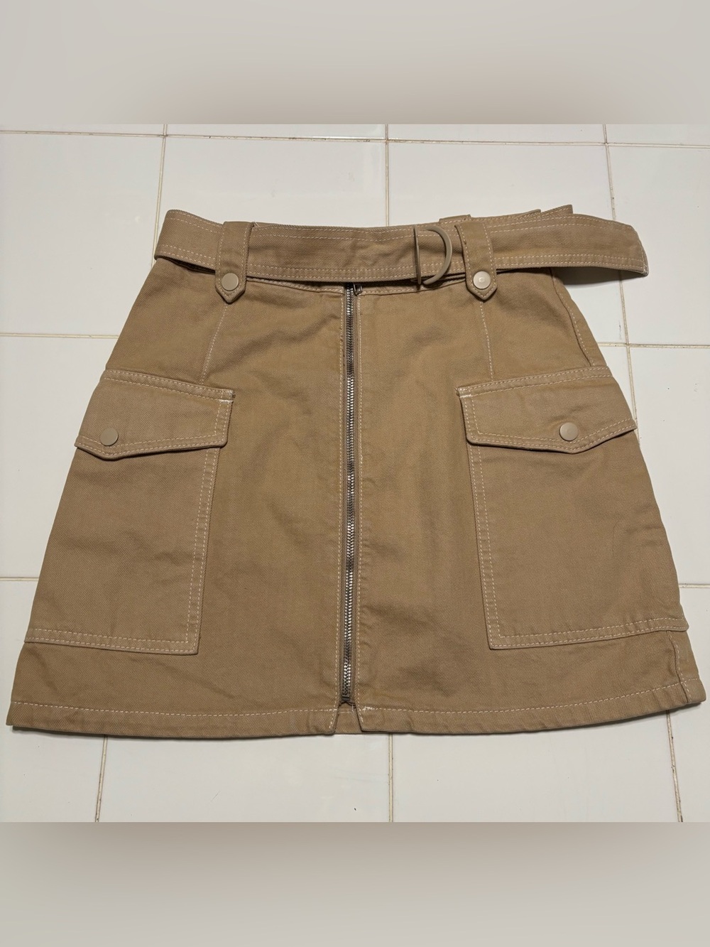 Topshop - Tan Cargo Mini Skirt with Belt